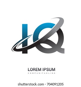 initial letter IQ logotype company name colored blue and grey swoosh design. logo design for business and company identity.