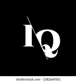 Initial Letter IQ Monogram Sliced. Modern logo template isolated on black background