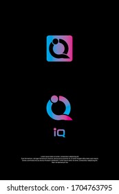 initial letter IQ - QI modern linked circle round lowercase logo