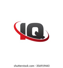 initial letter IQ swoosh ring company logo red black