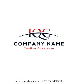 Initial letter IQC, overlapping movement swoosh horizon logo company design inspiration in red and dark blue color vector