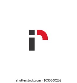 Initial Letter ir Linked Circle Lowercase Logo Black Red Icon Design Template Element