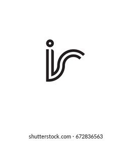 Initial letter ir, linked outline rounded lowercase, monogram black