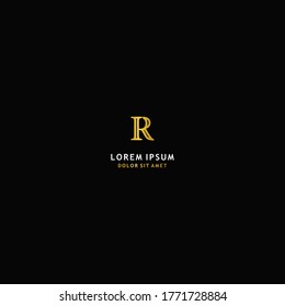 Letra inicial elementos de plantilla de diseño de logotipo en mayúsculas enlazados IR. Carta dorada aislada en el fondo negro. Adecuado para negocios, empresa de grupo de consultoría.