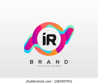 Initial letter IR logo with colorful circle background, letter combination logo design for creative industry, web, business and company. - Vector