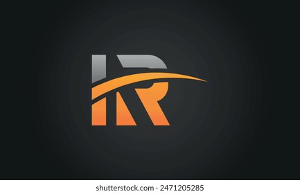 Initial Letter IR Logo Design With Swoosh. Creative And Modern IR Logo Design on Black Background.
