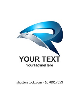 Initial letter IR logo template colored grey blue swoosh design for business and company identity