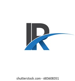 initial letter IR logotype company name colored blue and grey swoosh design. vector logo for business and company identity.
