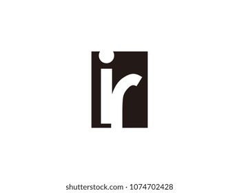 Initial letter ir lowercase logo black and white