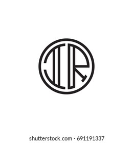 Initial letter IR, minimalist line art monogram circle logo, black color