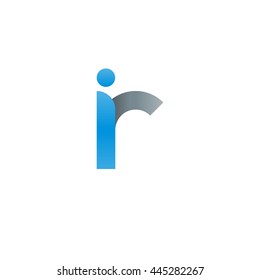 initial letter ir modern linked circle round lowercase logo blue gray