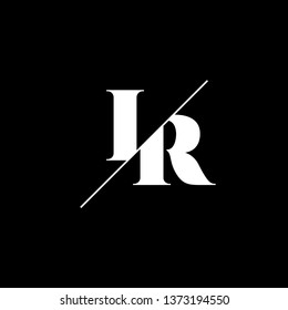 Initial Letter IR Monogram Sliced. Logo template isolated on black background