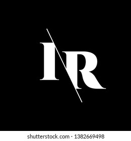 Initial Letter IR Monogram Sliced. Modern logo template isolated on black background