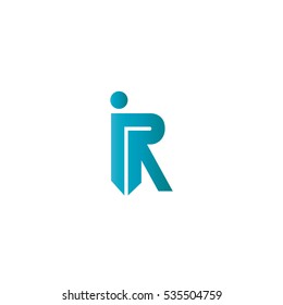 Initial Letter IR People Logo Blue