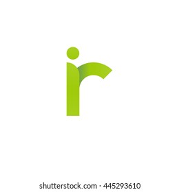 initial letter ir, letter ri, modern linked circle round lowercase logo green