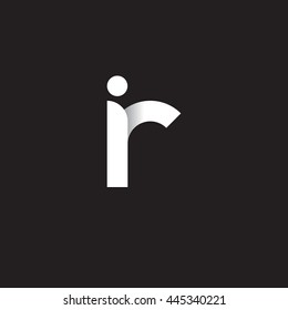 initial letter ir, letter ri, modern linked circle round lowercase logo white black