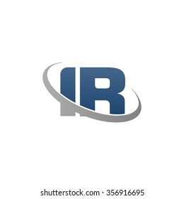initial letter IR swoosh ring company logo blue gray