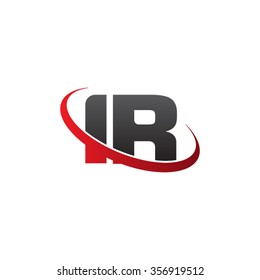initial letter IR swoosh ring company logo red black