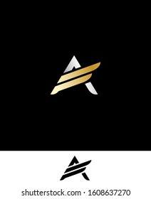 initial letter A isolated gold and silver luxury logo design