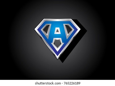 initial letter A isolated on silver diamond logo