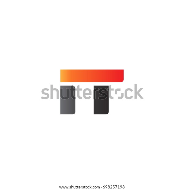 Initial letter IT, straight linked line bold logo,\
gradient fire red black\
colors