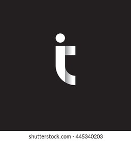 initial letter it, letter ti, modern linked circle round lowercase logo white black