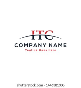 Initial letter ITC, overlapping movement swoosh horizon logo company design inspiration in red and dark blue color vector