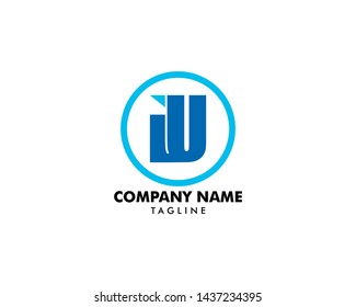 Initial Letter IU Logo Template Design