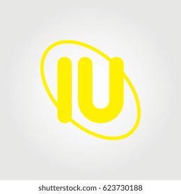 initial letter iu logo yellow on white background