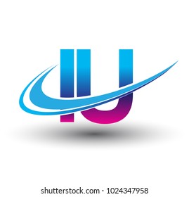initial letter IU logotype company name colored blue and magenta swoosh design. vector logo for business and company identity.
