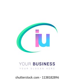 initial letter IU logotype company name, coloreful and swoosh design. vector logo for business and company identity.