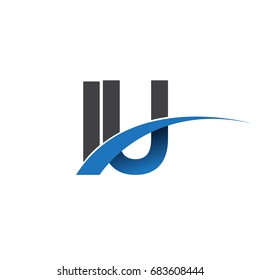 initial letter IU logotype company name colored blue and grey swoosh design. vector logo for business and company identity.

