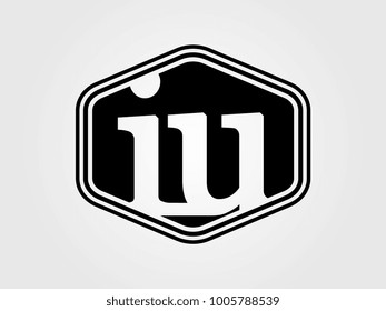 Initial letter iu lowercase logo minimalist black