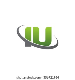 initial letter IU swoosh ring company logo green gray