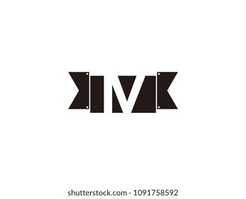 Initial letter iv black ribbon logo design