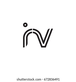 Initial letter iv, linked outline rounded lowercase, monogram black