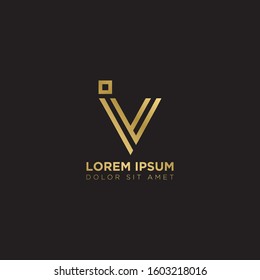 Initial Letter IV linked uppercase overlap modern gold logo vector design template. Suitable for business, consulting group company.