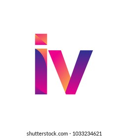 Initial Letter IV Logo Lowercase, magenta and orange, Modern and Simple Logo Design.