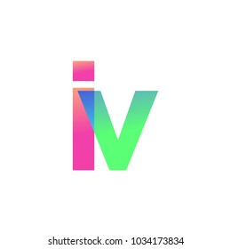 Initial Letter IV Lowercase Logo green, pink and Blue, Modern and Simple Logo Design.