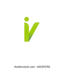 initial letter iv modern linked circle round lowercase logo green