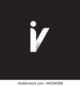 initial letter iv modern linked circle round lowercase logo white black