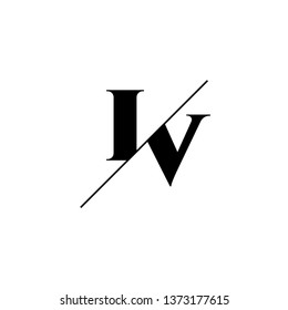Initial Letter IV Monogram Sliced. Logo template isolated on white background