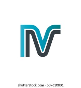 Initial Letter IV NV Linked Design Logo 