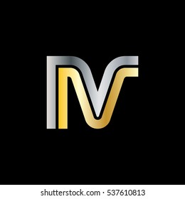 Initial Letter IV NV Linked Design Logo 