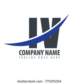 Initial Letter IV Overlapping Logo
