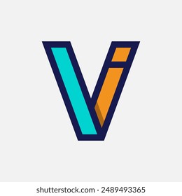 Logotipo inicial de la letra IV o VI, logotipo de monograma de la letra I con la combinación de V, elemento de Plantilla del logotipo del diseño, Ilustración vectorial