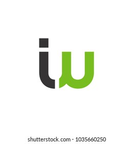 Letra inicial iw Linked Circle Lowercase Logo Verde Azul Icono Diseño Elemento de Plantilla