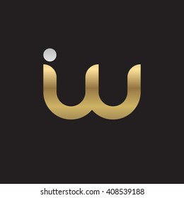 initial letter iw linked round lowercase logo gold silver black background