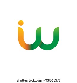 initial letter iw linked round lowercase logo orange green
