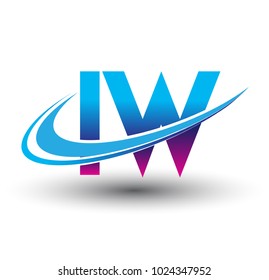 initial letter IW logotype company name colored blue and magenta swoosh design. vector logo for business and company identity.
